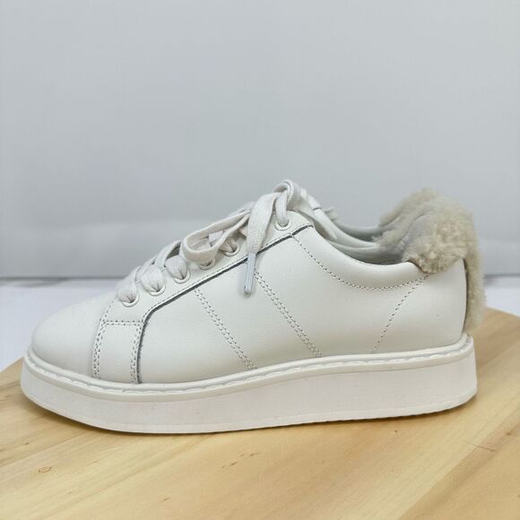 Ralph Lauren Angeline Womens White Leather Sneakers Shearling Trim US 5.5 EUR 36 - Picture 4 of 13